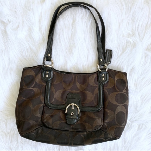 Coach Monogram Brown Canvas Jacquard Tote Bag - Picture 1 of 8